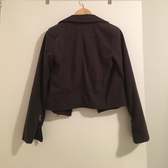 ASTR Charcoal Faux Suede Moto Jacket - Picture 2 of 3